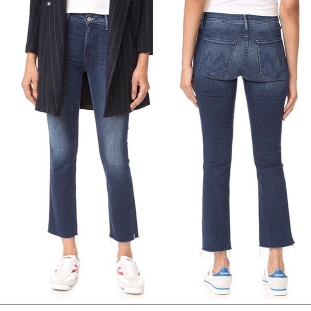 MOTHER Dark Blue Cropped Ankle Jeans